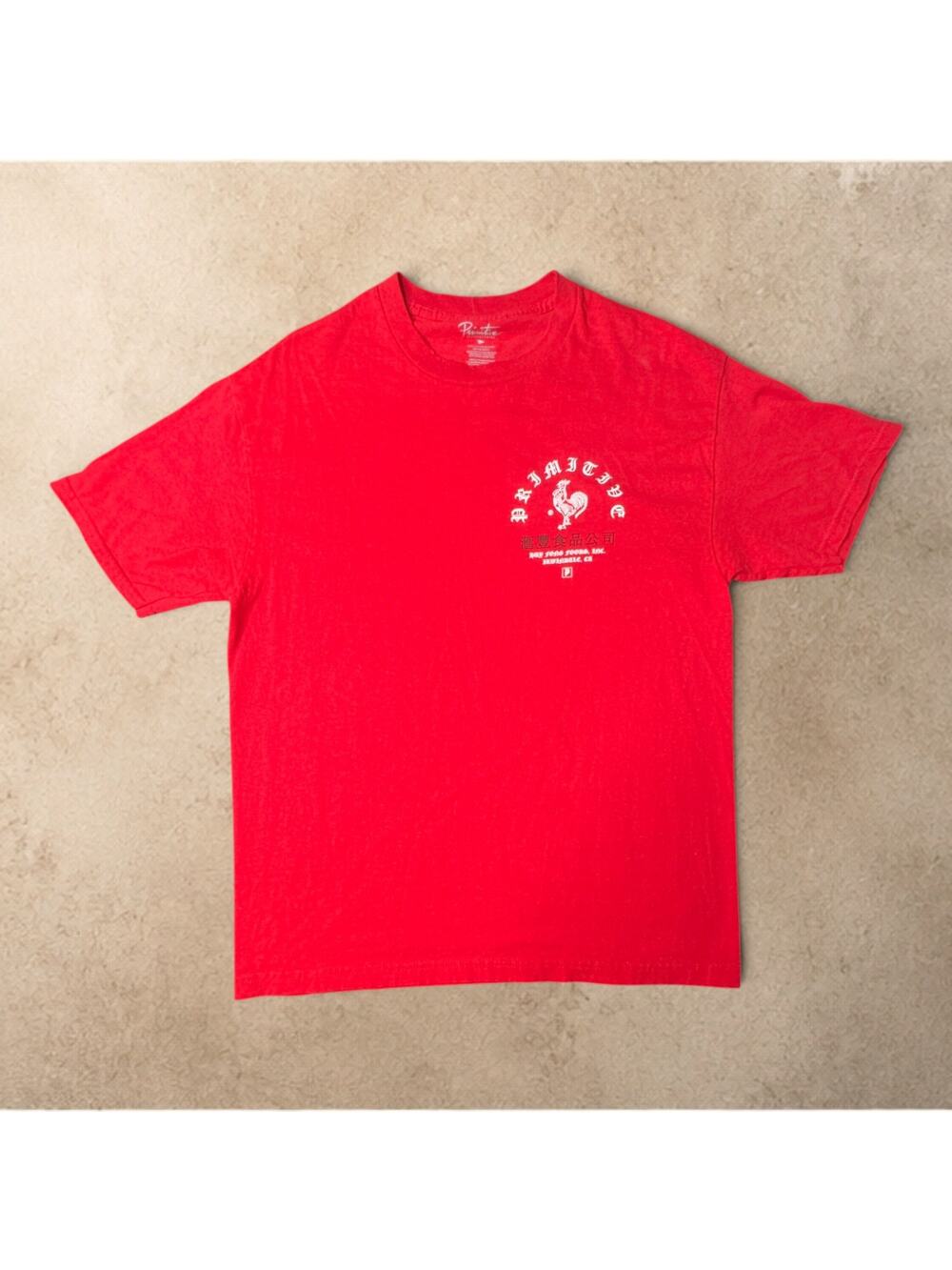 Primitive Skateboarding Sriracha T-Shirt Mens Large Red Huy Fong Rooster